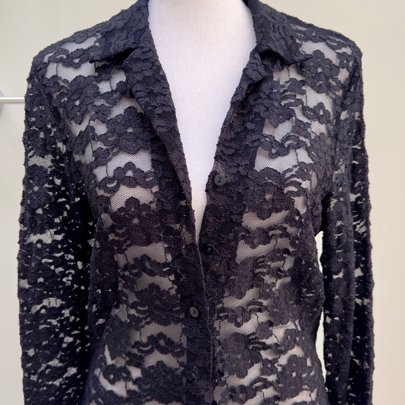 Vintage lace sweater/jacket/button down blouse, size S-M - Picture 4 of 7